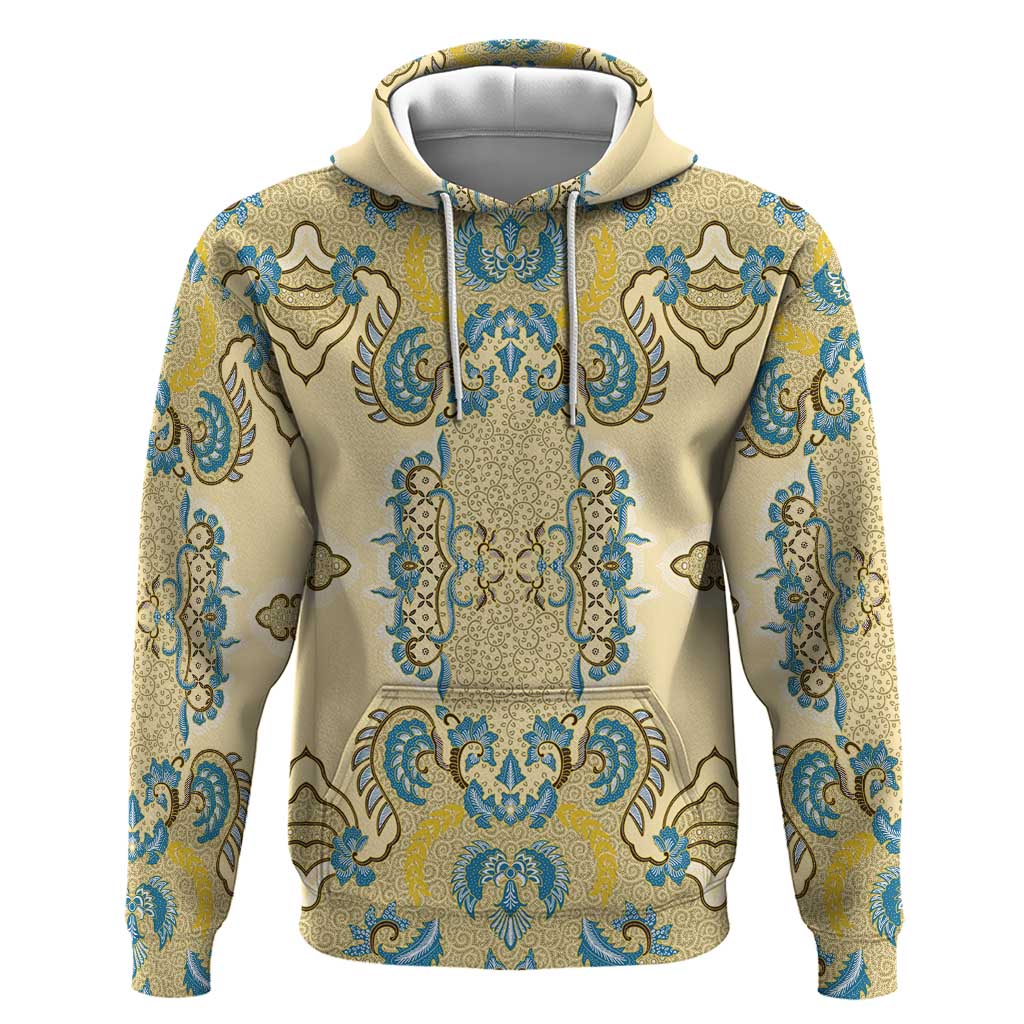 Madiba Nelson Mandela Batik Zip Hoodie Yellow Blue Indonesia Heritage - African Pride