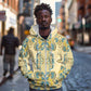 Madiba Nelson Mandela Batik Zip Hoodie Yellow Blue Indonesia Heritage - African Pride