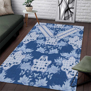 Indonesia Javanese Batik Nelson Mandela Madiba Blue Area Rug - African Pride
