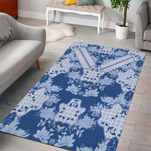 Indonesia Javanese Batik Nelson Mandela Madiba Blue Area Rug - African Pride