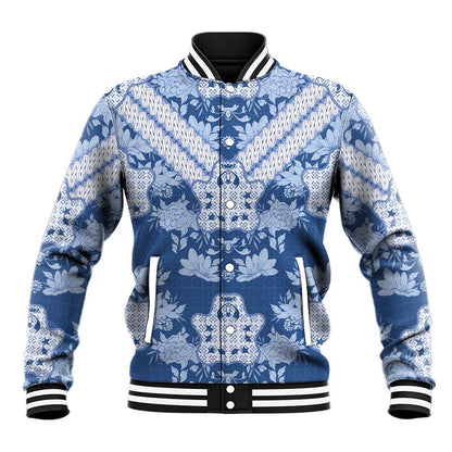 Indonesia Javanese Batik Nelson Mandela Madiba Blue Baseball Jacket - African Pride