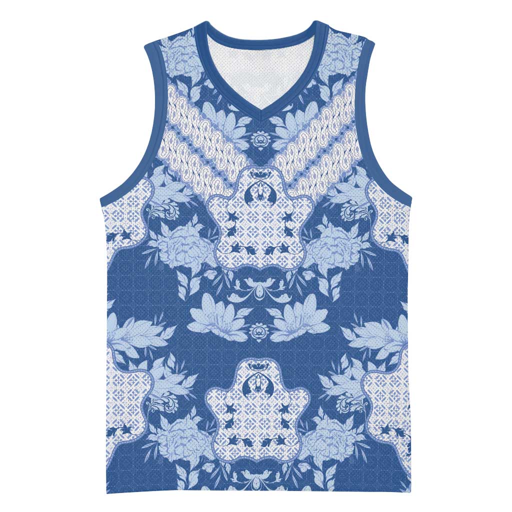 Indonesia Javanese Batik Nelson Mandela Madiba Blue Basketball Jersey - African Pride