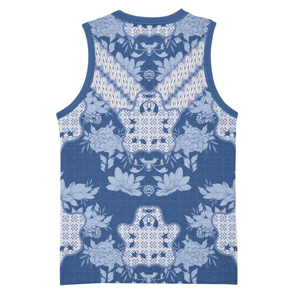 Indonesia Javanese Batik Nelson Mandela Madiba Blue Basketball Jersey - African Pride