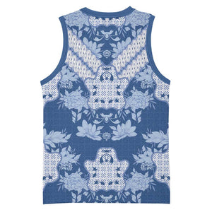 Indonesia Javanese Batik Nelson Mandela Madiba Blue Basketball Jersey - African Pride