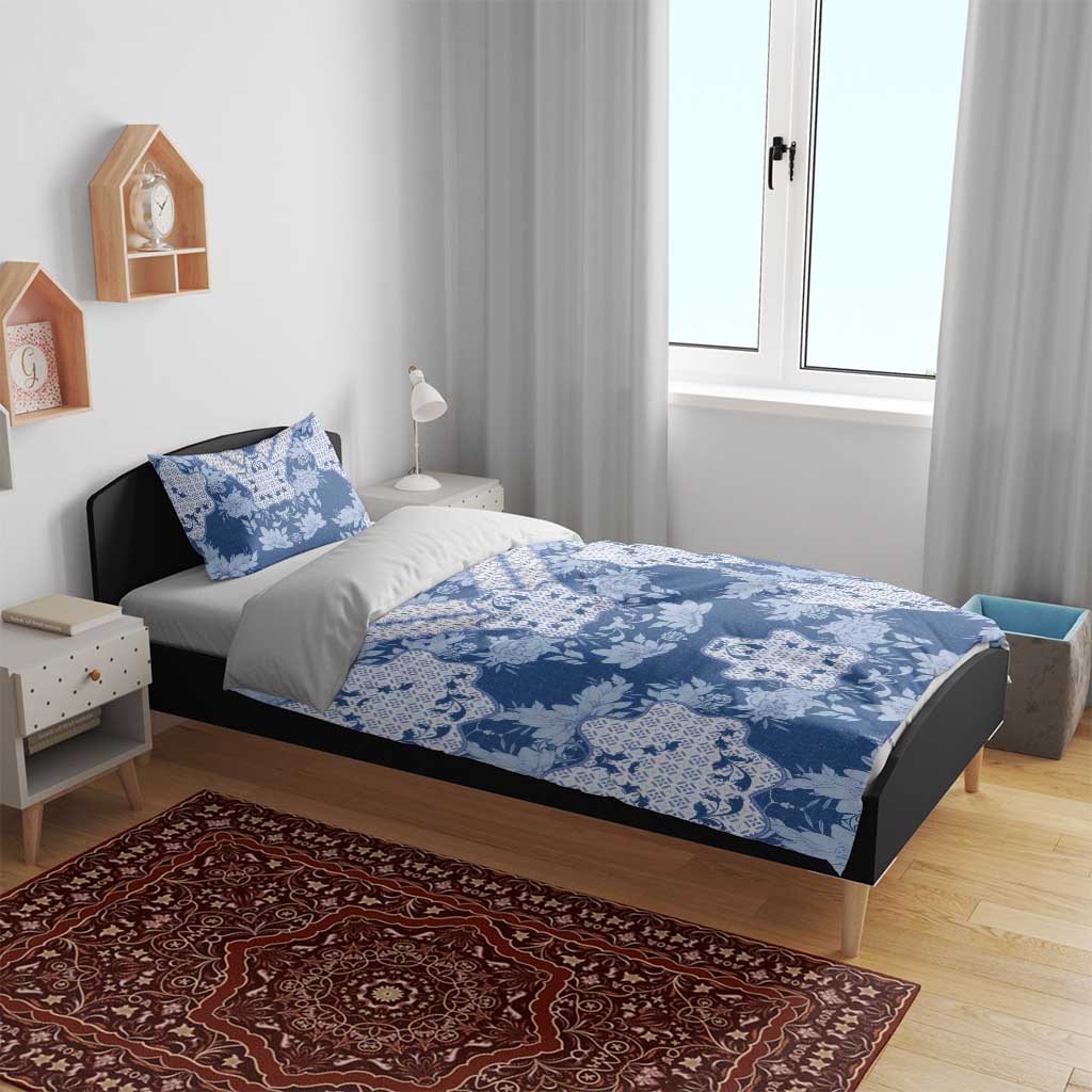Indonesia Javanese Batik Nelson Mandela Madiba Blue Bedding Set - African Pride