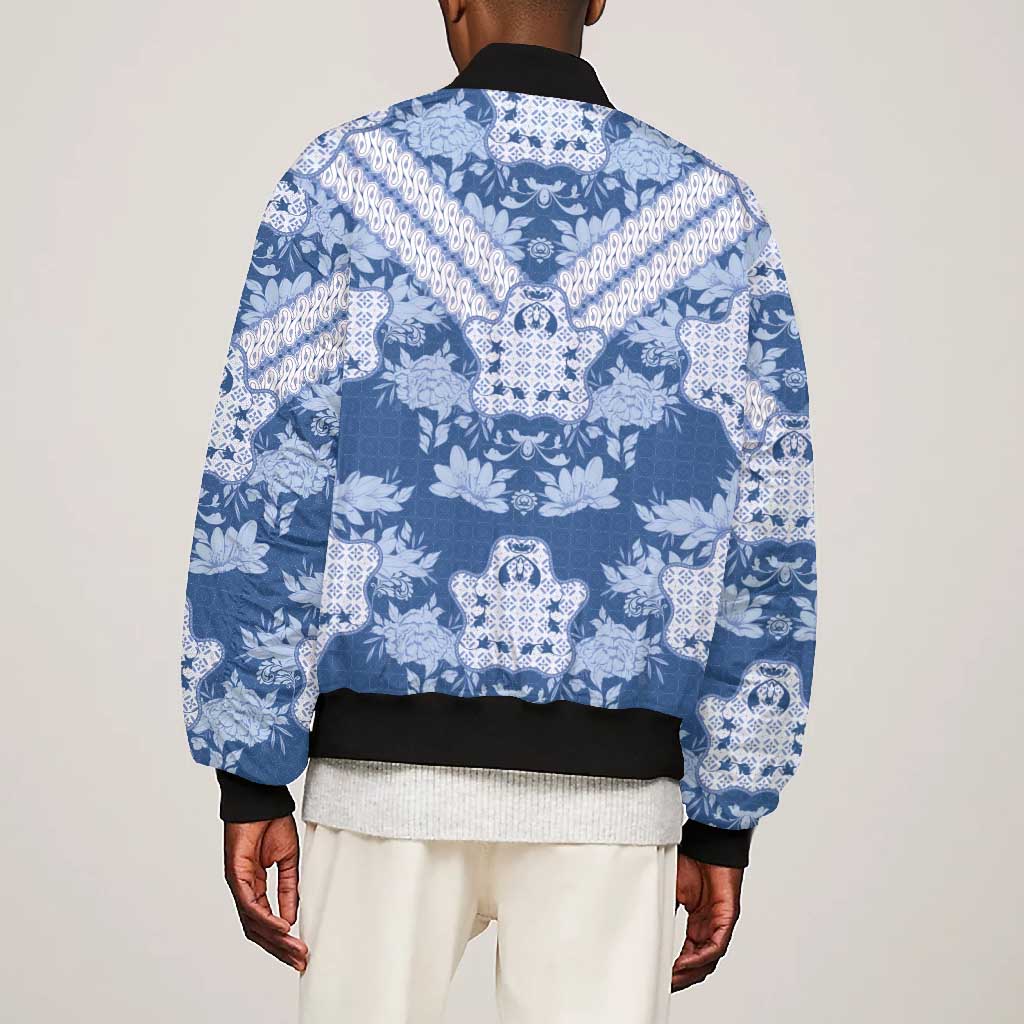 Indonesia Javanese Batik Nelson Mandela Madiba Blue Bomber Jacket - African Pride