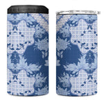 Indonesia Javanese Batik Nelson Mandela Madiba Blue 4 in 1 Can Cooler Tumbler LT15