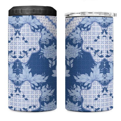 Indonesia Javanese Batik Nelson Mandela Madiba Blue 4 in 1 Can Cooler Tumbler LT15