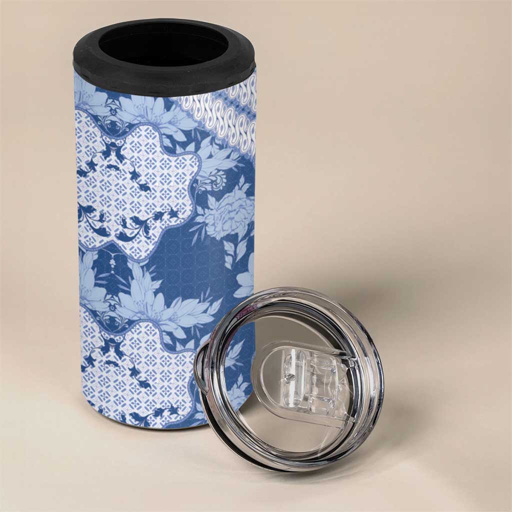 Indonesia Javanese Batik Nelson Mandela Madiba Blue 4 in 1 Can Cooler Tumbler LT15