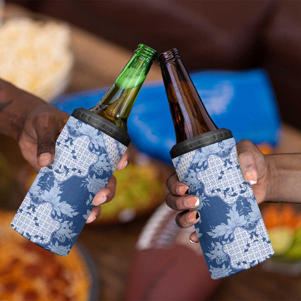 Indonesia Javanese Batik Nelson Mandela Madiba Blue 4 in 1 Can Cooler Tumbler LT15