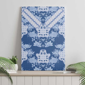 Indonesia Javanese Batik Nelson Mandela Madiba Blue Canvas Wall Art - African Pride