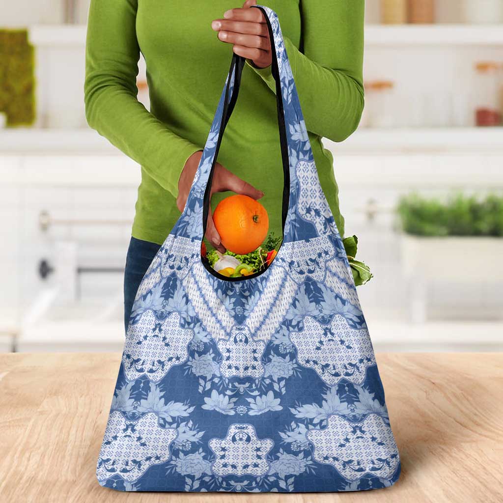 Indonesia Javanese Batik Nelson Mandela Madiba Blue Grocery Bag - African Pride