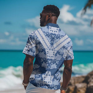 Indonesia Javanese Batik Nelson Mandela Madiba Blue Hawaiian Shirt - African Pride