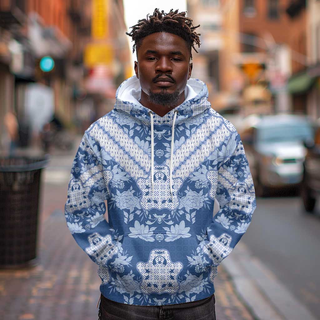 Indonesia Javanese Batik Nelson Mandela Madiba Blue Hoodie - African Pride