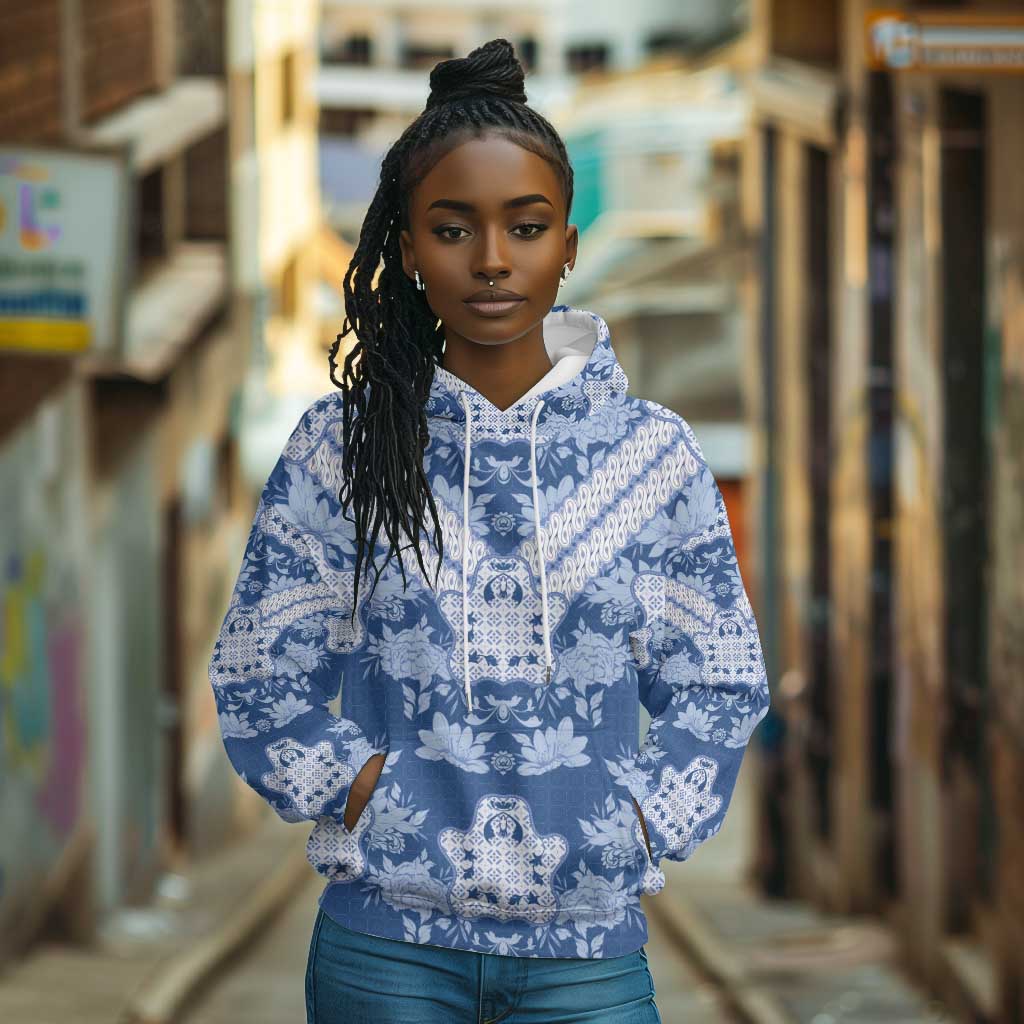 Indonesia Javanese Batik Nelson Mandela Madiba Blue Hoodie - African Pride