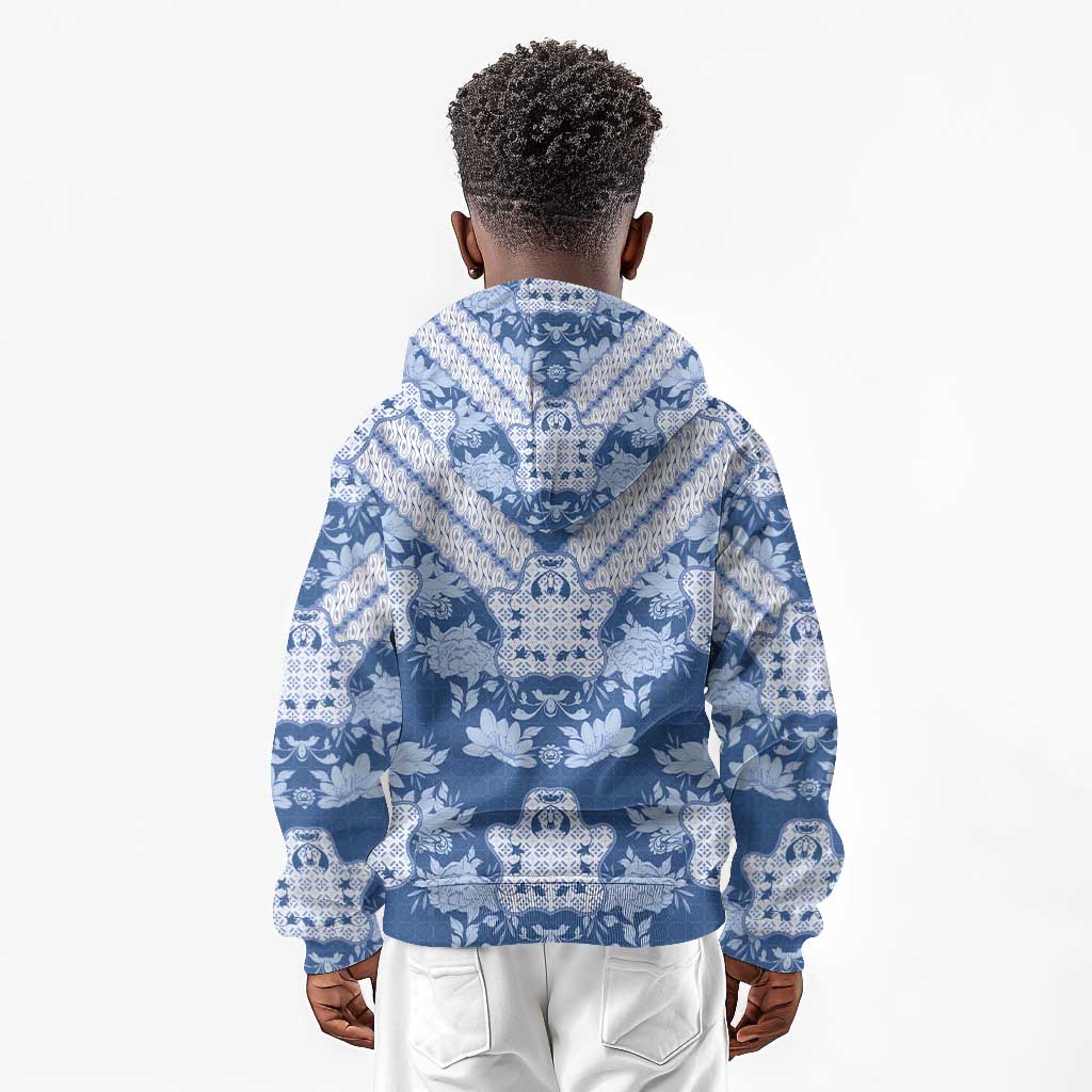 Indonesia Javanese Batik Nelson Mandela Madiba Blue Kid Hoodie - African Pride