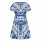 Indonesia Javanese Batik Nelson Mandela Madiba Blue Kid Short Sleeve Dress - African Pride