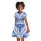 Indonesia Javanese Batik Nelson Mandela Madiba Blue Kid Short Sleeve Dress - African Pride