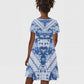 Indonesia Javanese Batik Nelson Mandela Madiba Blue Kid Short Sleeve Dress - African Pride