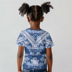 Indonesia Javanese Batik Nelson Mandela Madiba Blue Kid T shirt - African Pride