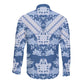 Indonesia Javanese Batik Nelson Mandela Madiba Blue Long Sleeve Button Shirt - African Pride