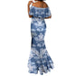 Indonesia Javanese Batik Nelson Mandela Madiba Blue Mermaid Dress - African Pride