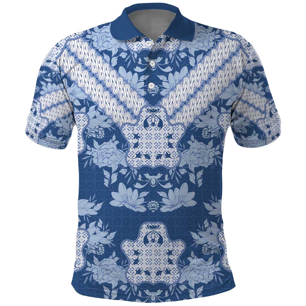 Indonesia Javanese Batik Nelson Mandela Madiba Blue Polo Shirt - African Pride