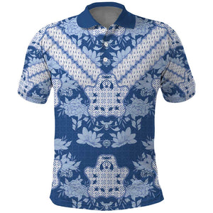 Indonesia Javanese Batik Nelson Mandela Madiba Blue Polo Shirt - African Pride