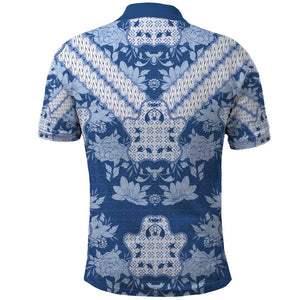 Indonesia Javanese Batik Nelson Mandela Madiba Blue Polo Shirt - African Pride