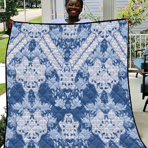 Indonesia Javanese Batik Nelson Mandela Madiba Blue Quilt - African Pride