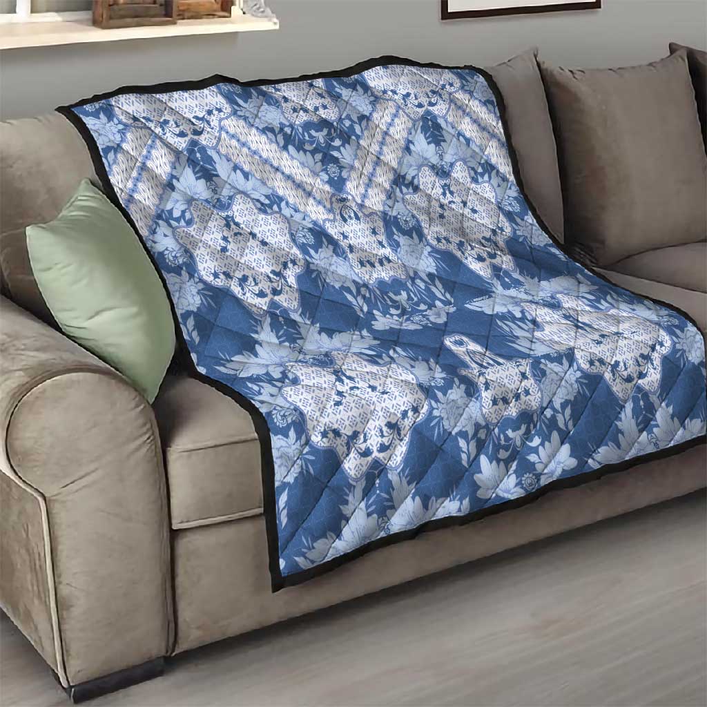 Indonesia Javanese Batik Nelson Mandela Madiba Blue Quilt - African Pride