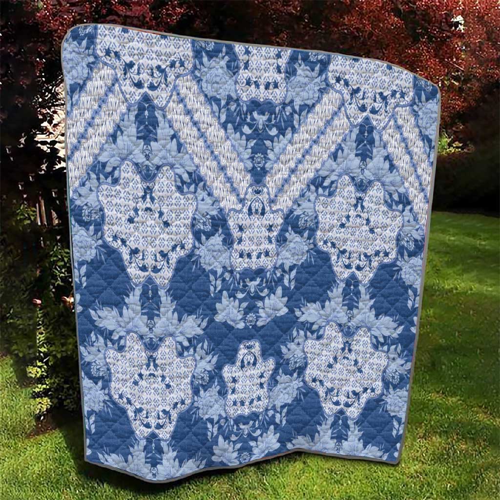 Indonesia Javanese Batik Nelson Mandela Madiba Blue Quilt - African Pride