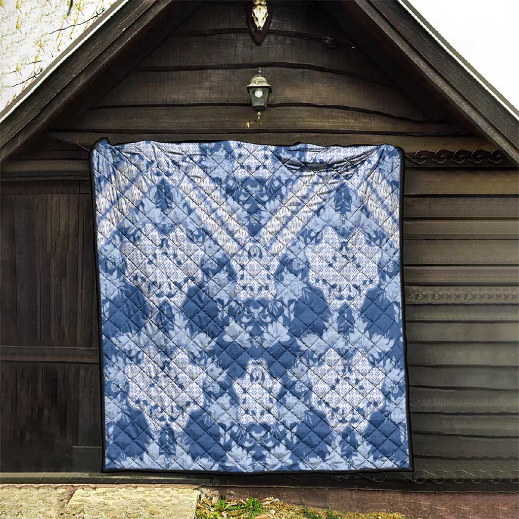 Indonesia Javanese Batik Nelson Mandela Madiba Blue Quilt - African Pride