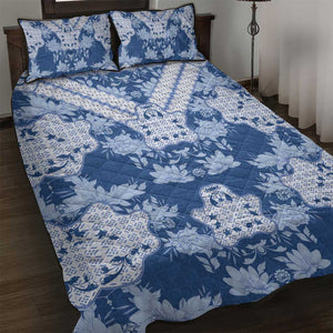 Indonesia Javanese Batik Nelson Mandela Madiba Blue Quilt Bed Set - African Pride