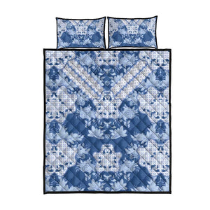 Indonesia Javanese Batik Nelson Mandela Madiba Blue Quilt Bed Set - African Pride