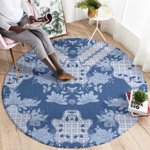Indonesia Javanese Batik Nelson Mandela Madiba Blue Round Carpet - African Pride