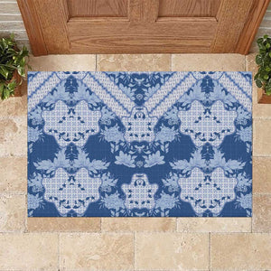 Indonesia Javanese Batik Nelson Mandela Madiba Blue Rubber Doormat - African Pride