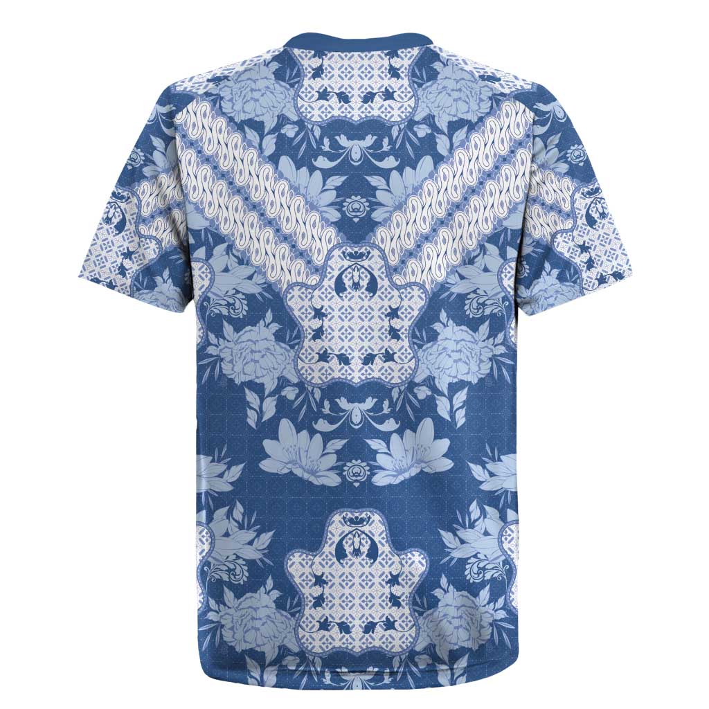 Indonesia Javanese Batik Nelson Mandela Madiba Blue Rugby Jersey - African Pride