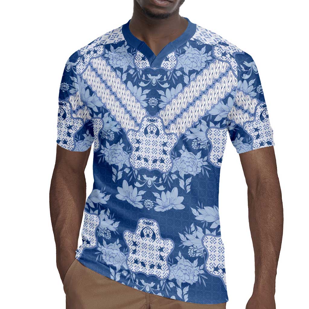 Indonesia Javanese Batik Nelson Mandela Madiba Blue Rugby Jersey - African Pride
