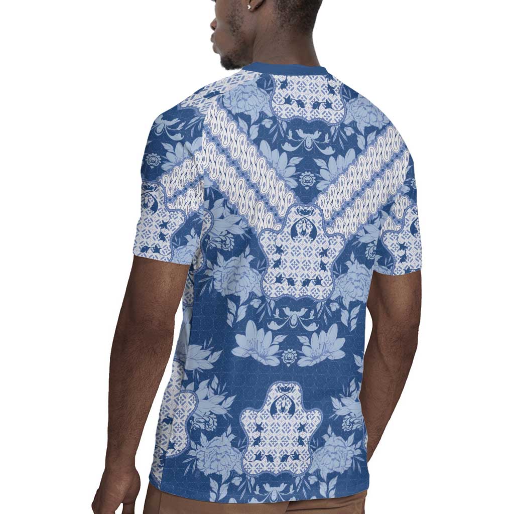 Indonesia Javanese Batik Nelson Mandela Madiba Blue Rugby Jersey - African Pride