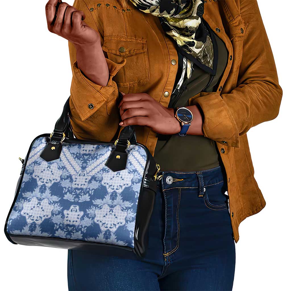 Indonesia Javanese Batik Nelson Mandela Madiba Blue Shoulder Handbag - African Pride