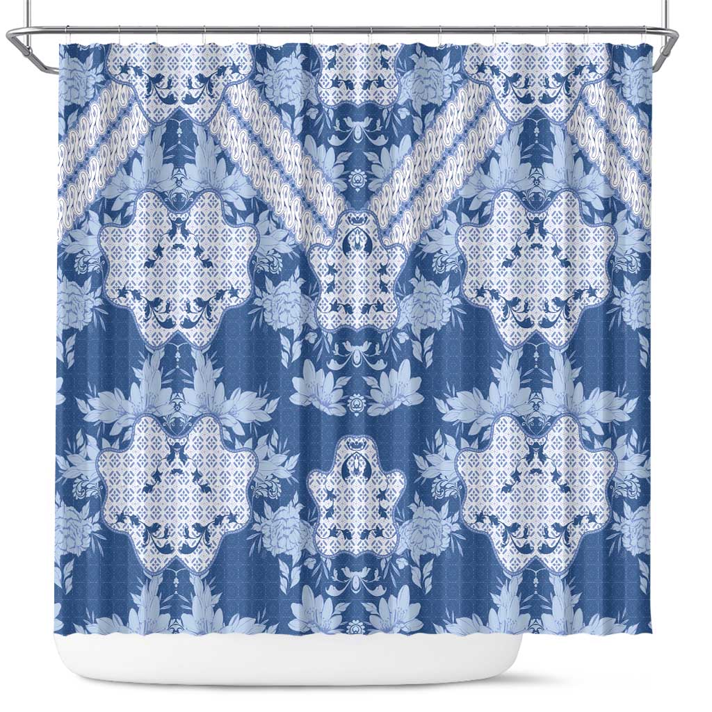 Indonesia Javanese Batik Nelson Mandela Madiba Blue Shower Curtain - African Pride