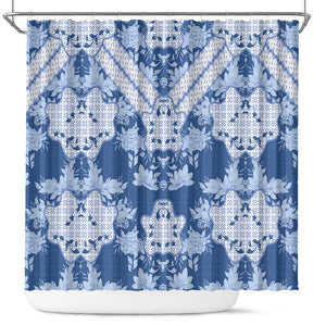 Indonesia Javanese Batik Nelson Mandela Madiba Blue Shower Curtain - African Pride