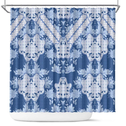Indonesia Javanese Batik Nelson Mandela Madiba Blue Shower Curtain - African Pride