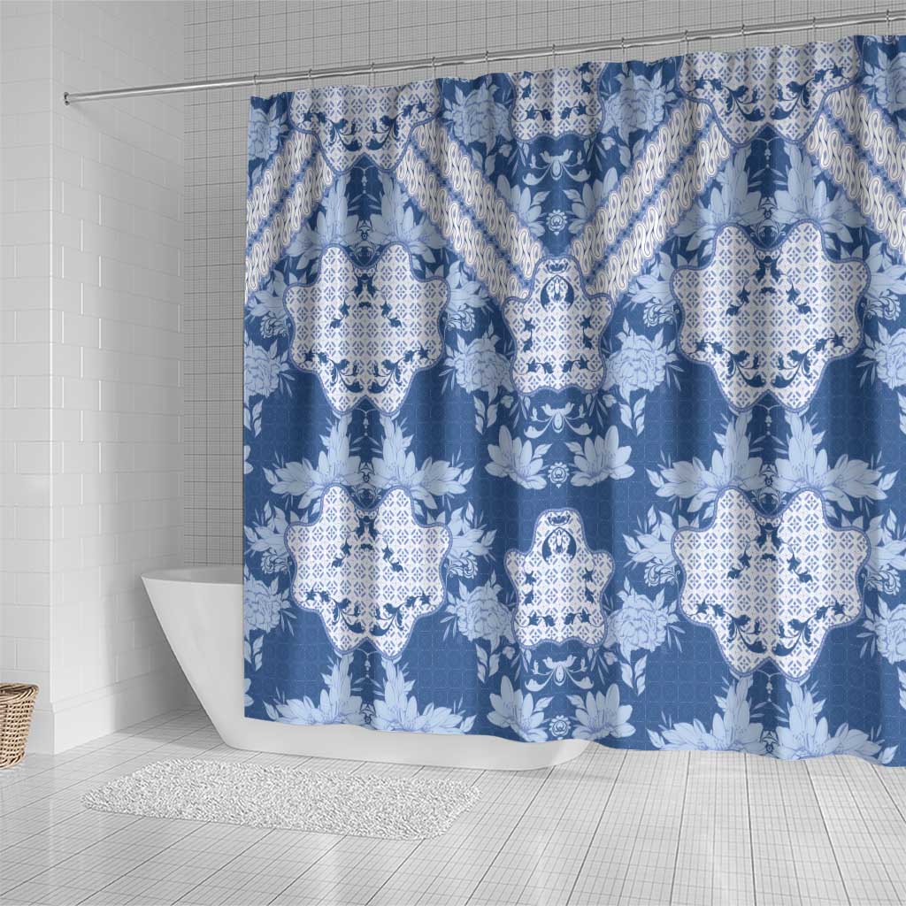 Indonesia Javanese Batik Nelson Mandela Madiba Blue Shower Curtain - African Pride
