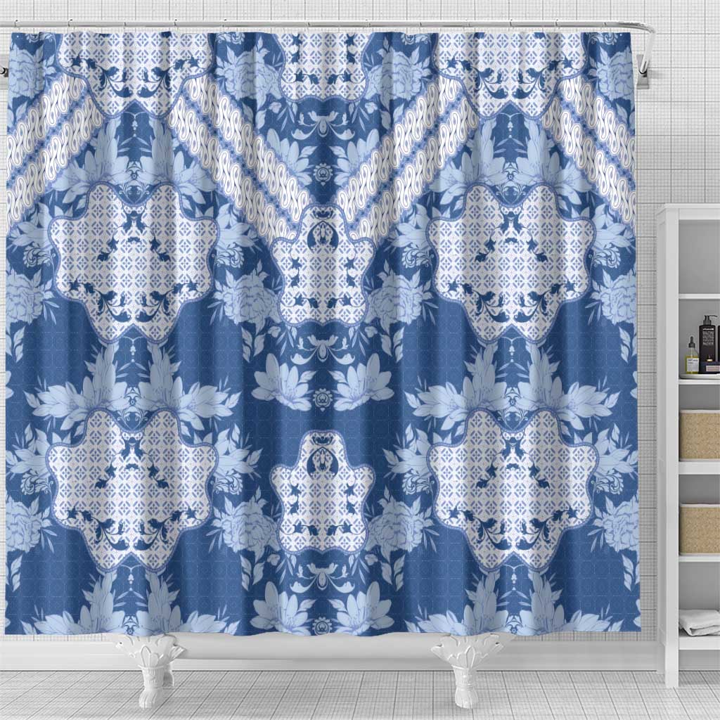 Indonesia Javanese Batik Nelson Mandela Madiba Blue Shower Curtain - African Pride