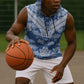 Indonesia Javanese Batik Nelson Mandela Madiba Blue Sleeveless Hoodie - African Pride