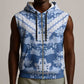 Indonesia Javanese Batik Nelson Mandela Madiba Blue Sleeveless Zip Hoodie - African Pride