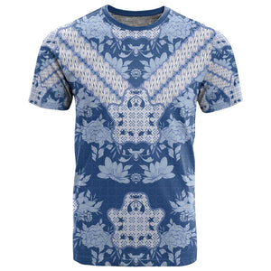Indonesia Javanese Batik Nelson Mandela Madiba Blue T shirt - African Pride
