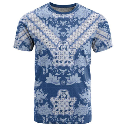 Indonesia Javanese Batik Nelson Mandela Madiba Blue T shirt - African Pride